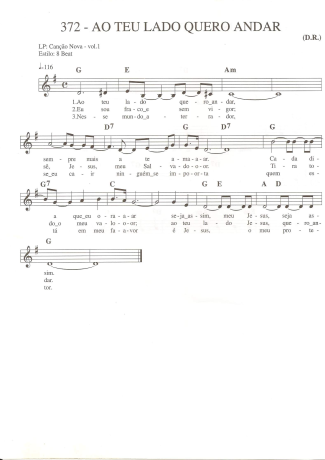 Catholic Church Music (Músicas Católicas) Ao Teu Lado Quero Andar score for Keyboard