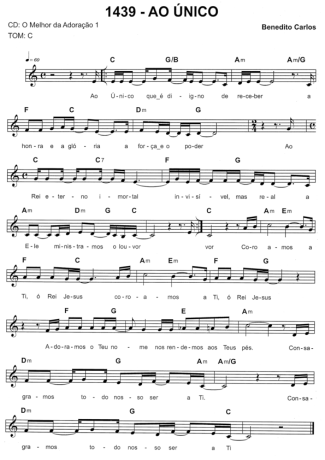 Catholic Church Music (Músicas Católicas) Ao Único score for Keyboard