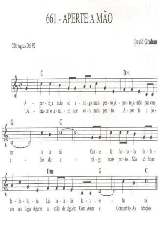 Catholic Church Music (Músicas Católicas) Aperte a Mão score for Keyboard