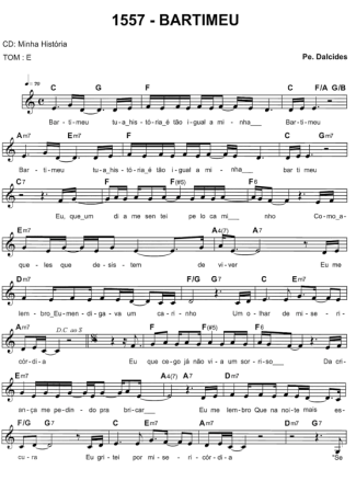 Catholic Church Music (Músicas Católicas) Bartimeu score for Keyboard