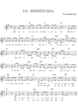 Catholic Church Music (Músicas Católicas) Bendito Seja score for Keyboard