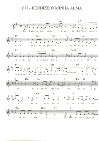 Catholic Church Music (Músicas Católicas) Bendize Ó Minha Alma score for Keyboard