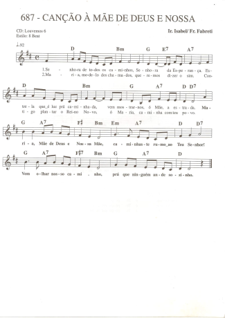 Catholic Church Music (Músicas Católicas) Canção à Mãe de Deus e Nossa score for Keyboard
