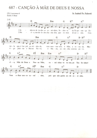 Catholic Church Music (Músicas Católicas) Canção à Mãe de Deus e Nossa score for Keyboard