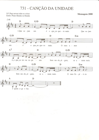 Catholic Church Music (Músicas Católicas) Canção da Unidade score for Keyboard