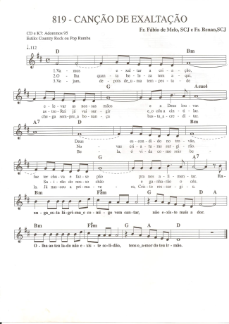 Catholic Church Music (Músicas Católicas) Canção de Exaltação score for Keyboard