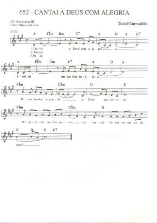 Catholic Church Music (Músicas Católicas) Cantai a Deus com Alegria score for Keyboard