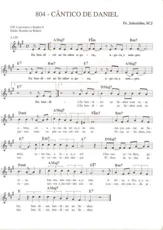 Catholic Church Music (Músicas Católicas) Cântico de Daniel score for Keyboard