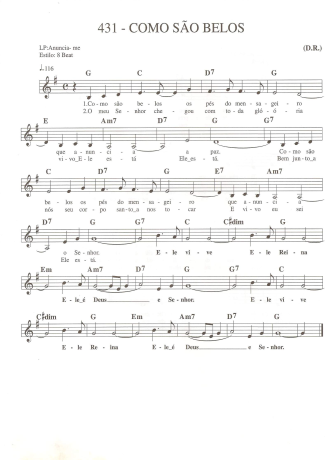 Catholic Church Music (Músicas Católicas) Como São Belos score for Keyboard