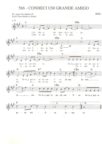 Catholic Church Music (Músicas Católicas) Conheci um Grande Amigo score for Keyboard
