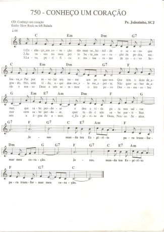 Catholic Church Music (Músicas Católicas) Conheço um Coração score for Keyboard