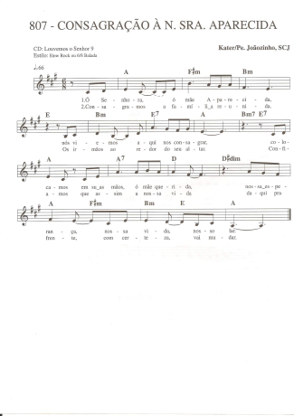 Catholic Church Music (Músicas Católicas) Consagração à Nossa Senhora Aparecida score for Keyboard
