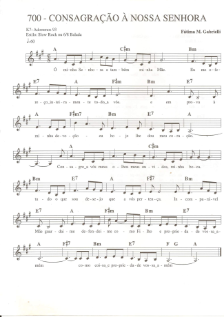 Catholic Church Music (Músicas Católicas) Consagração à Nossa Senhora score for Keyboard