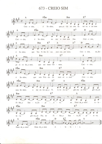 Catholic Church Music (Músicas Católicas) Creio Sim score for Keyboard