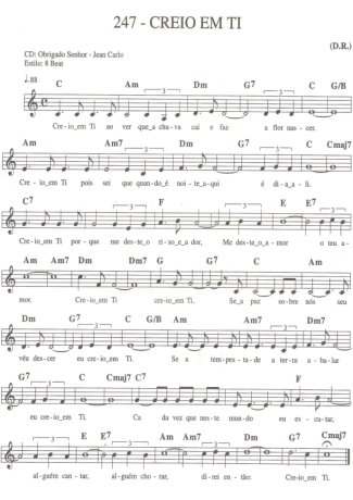 Catholic Church Music (Músicas Católicas) Creio em Ti score for Keyboard