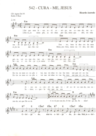 Catholic Church Music (Músicas Católicas) Cura-me Jesus score for Keyboard