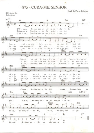Catholic Church Music (Músicas Católicas) Cura-me Senhor 1 score for Keyboard