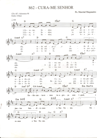 Catholic Church Music (Músicas Católicas) Cura-me Senhor score for Keyboard