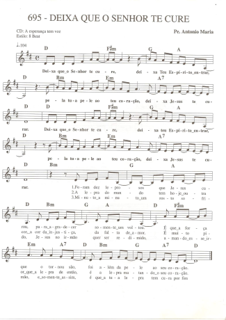 Catholic Church Music (Músicas Católicas) Deixa Que o Senhor Te Cure score for Keyboard