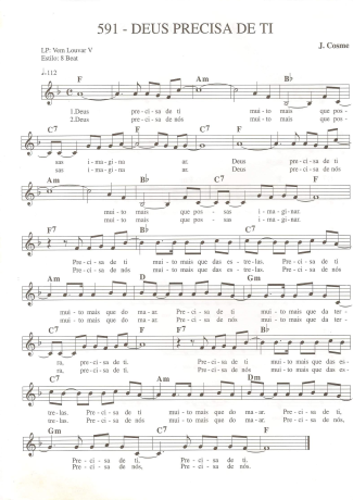 Catholic Church Music (Músicas Católicas) Deus Precisa de Ti score for Keyboard