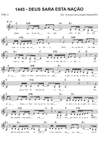Catholic Church Music (Músicas Católicas) Deus Sara Esta Nação score for Keyboard