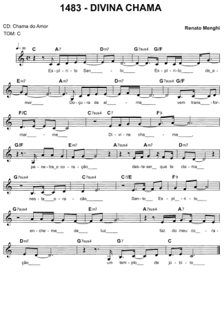 Catholic Church Music (Músicas Católicas) Divina Chama score for Keyboard