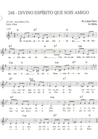 Catholic Church Music (Músicas Católicas) Divino Espírito Que Sois Amigo score for Keyboard