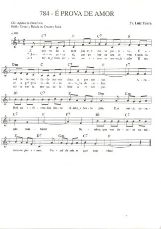 Catholic Church Music (Músicas Católicas) É Prova de Amor score for Keyboard