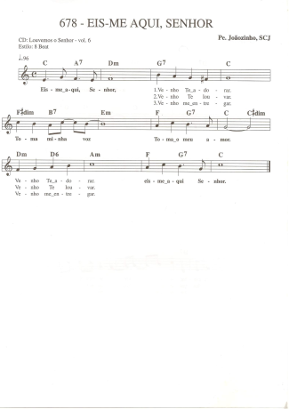 Catholic Church Music (Músicas Católicas) Eis-me Aqui Senhor score for Keyboard