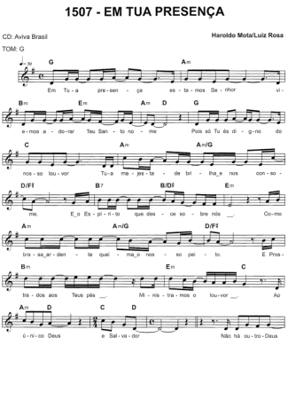 Catholic Church Music (Músicas Católicas) Em Tua Presença score for Keyboard