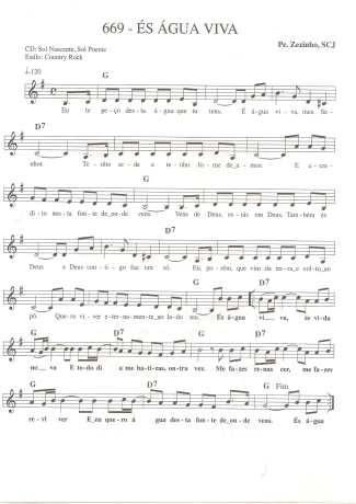 Catholic Church Music (Músicas Católicas) És Água Viva score for Keyboard
