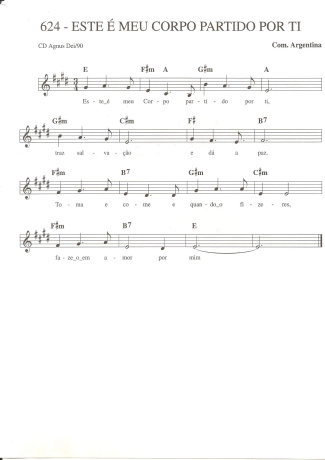 Catholic Church Music (Músicas Católicas) Este é Meu Corpo Partido Por Ti score for Keyboard