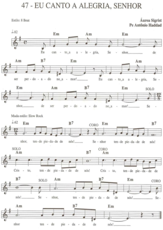 Catholic Church Music (Músicas Católicas) Eu Canto a Alegria Senhor score for Keyboard