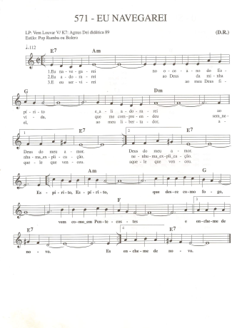 Catholic Church Music (Músicas Católicas) Eu Navegarei score for Keyboard