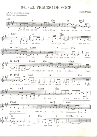 Catholic Church Music (Músicas Católicas) Eu Preciso de Você 1 score for Keyboard