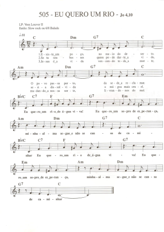 Catholic Church Music (Músicas Católicas) Eu Quero um Rio score for Keyboard