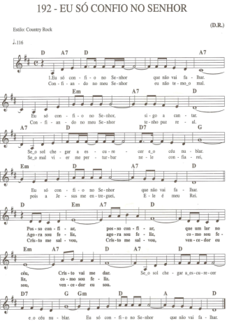 Catholic Church Music (Músicas Católicas) Eu Só Confio no Senhor score for Keyboard