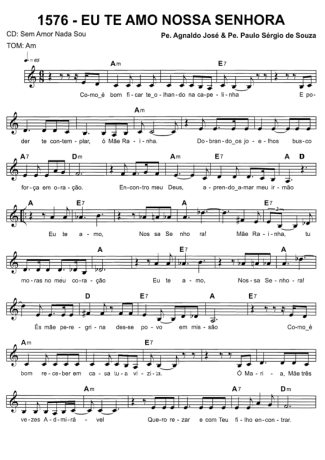 Catholic Church Music (Músicas Católicas) Eu Te Amo Nossa Senhora score for Keyboard