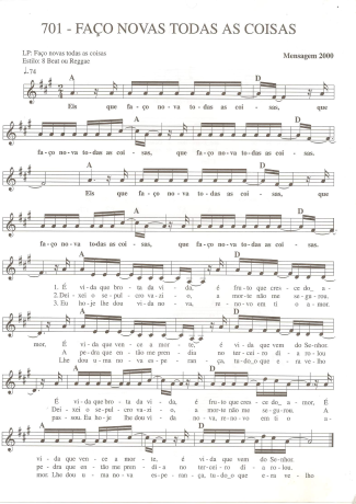 Catholic Church Music (Músicas Católicas) Faço Novas Todas as Coisas score for Keyboard