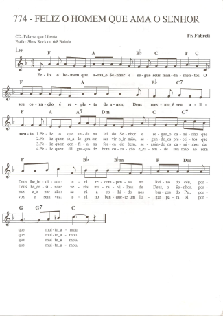 Catholic Church Music (Músicas Católicas) Feliz o Homem Que Ama o Senhor score for Keyboard