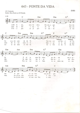 Catholic Church Music (Músicas Católicas) Fonte da Vida score for Keyboard