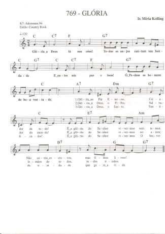Catholic Church Music (Músicas Católicas) Glória 1 score for Keyboard