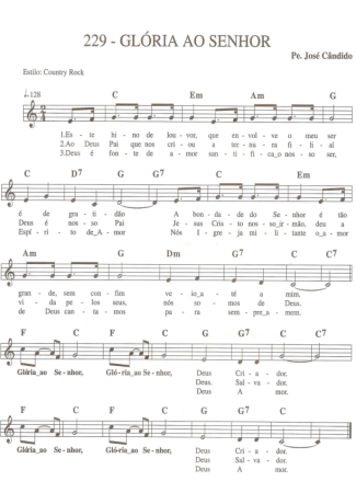 Catholic Church Music (Músicas Católicas) Glória Ao Senhor score for Keyboard