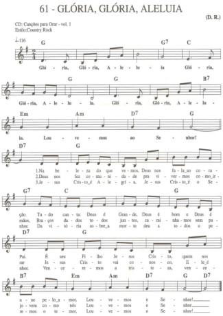 Catholic Church Music (Músicas Católicas) Glória Glória Aleluia score for Keyboard