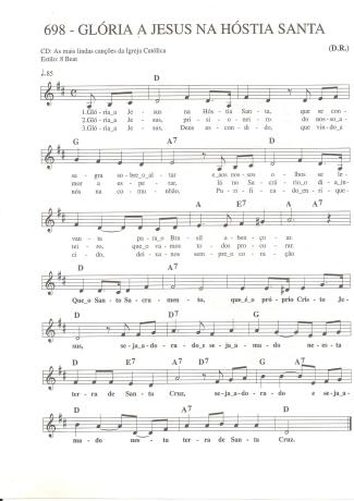Catholic Church Music (Músicas Católicas) Glória a Jesus na Hóstia Santa score for Keyboard