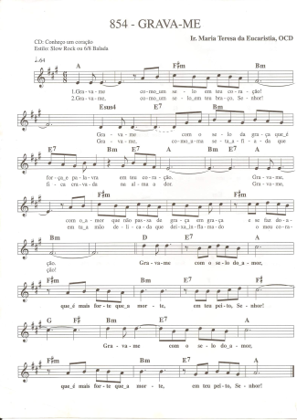 Catholic Church Music (Músicas Católicas) Grava-me score for Keyboard