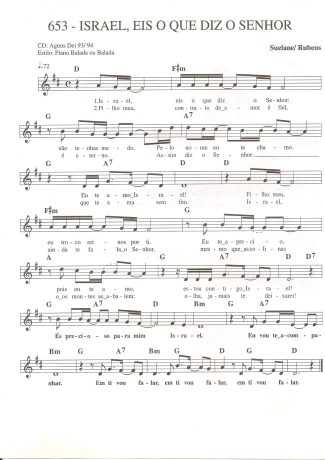 Catholic Church Music (Músicas Católicas) Israel Eis O Que Diz o Senhor score for Keyboard