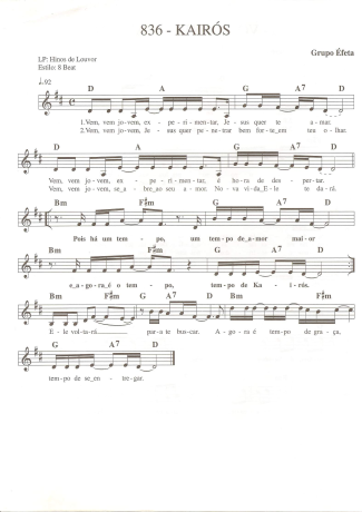 Catholic Church Music (Músicas Católicas) Kairós score for Keyboard