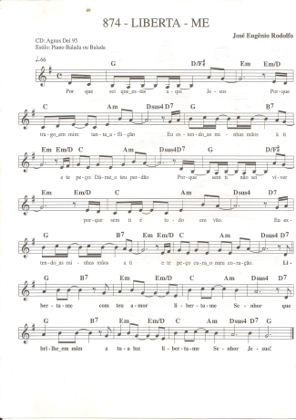 Catholic Church Music (Músicas Católicas) Liberta-me score for Keyboard