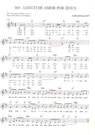 Catholic Church Music (Músicas Católicas) Louco de Amor Por Jesus score for Keyboard